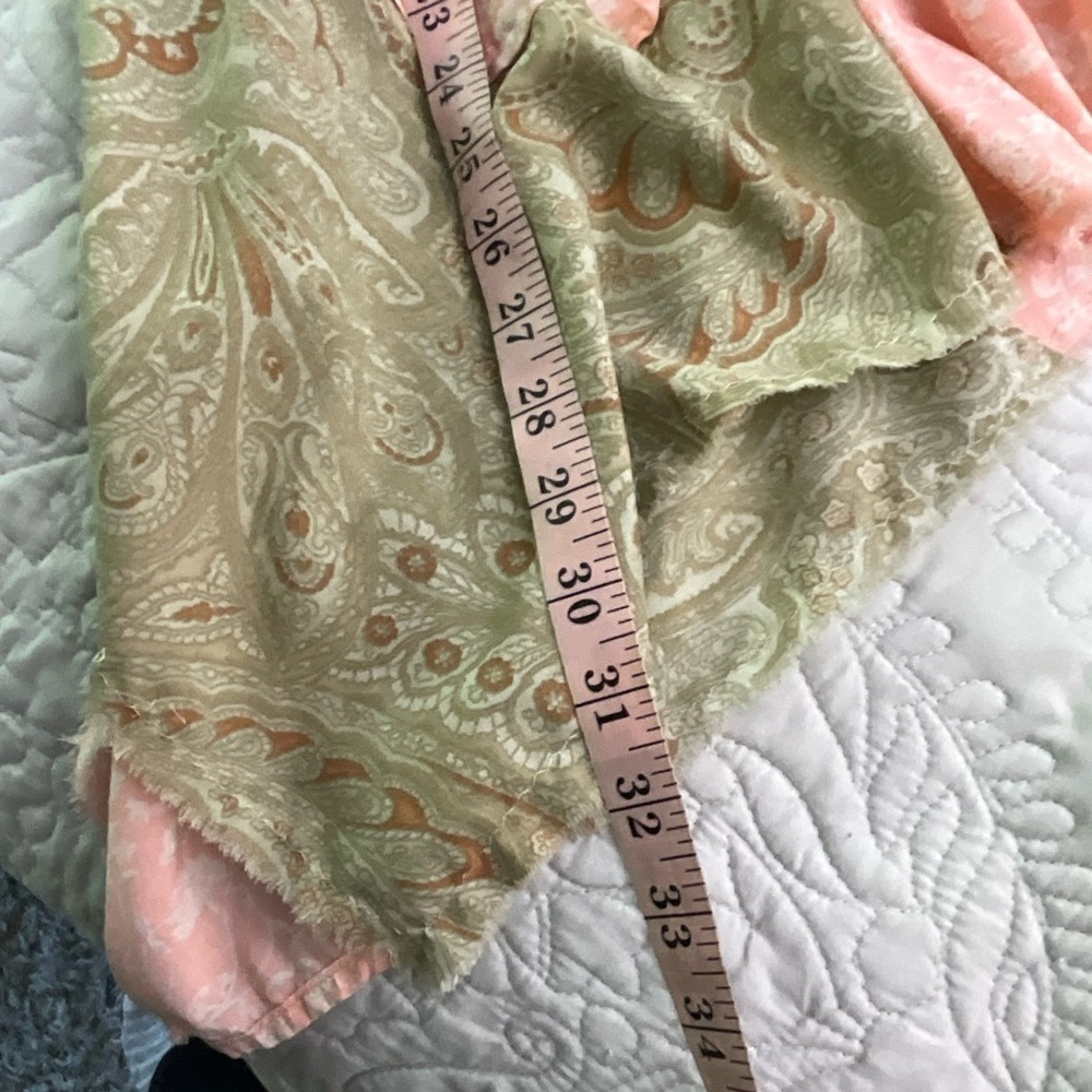 Mixed Media Patchwork Boho Tunic Top or Dress Olive Green Pink Floral Large - Picture 7 of 10